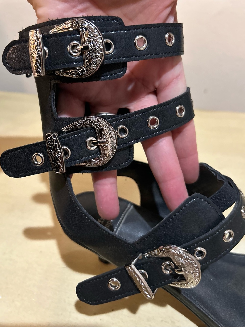 Jeffrey Campbell Black Studded Strappy Gladiator Heels - Picture 6 of 6